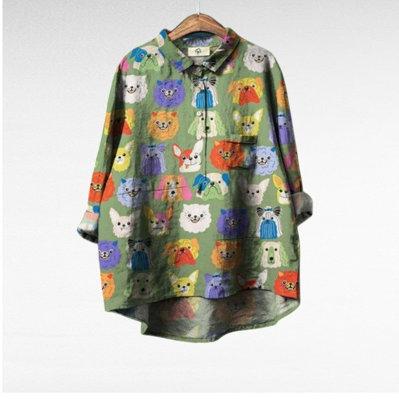 Mary Jane® | Ekskluzywna Bluzka Damska z Wzorem Psów