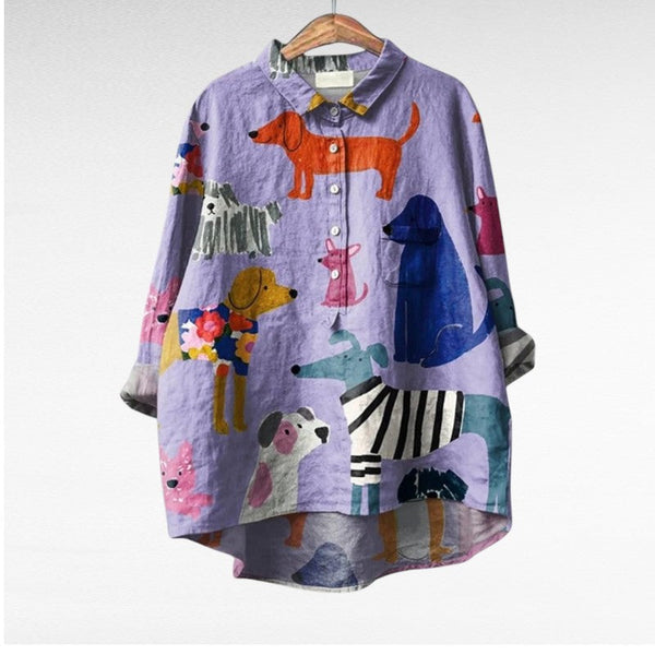 Mary Jane® | Ekskluzywna Bluzka Damska z Wzorem Psów