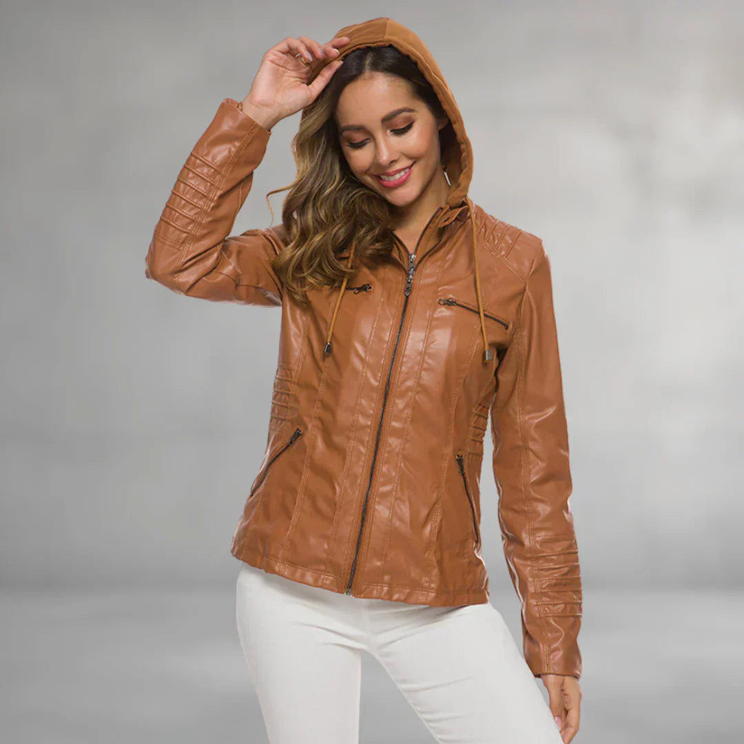 Emma | Skórzana Kurtka z Kapturem