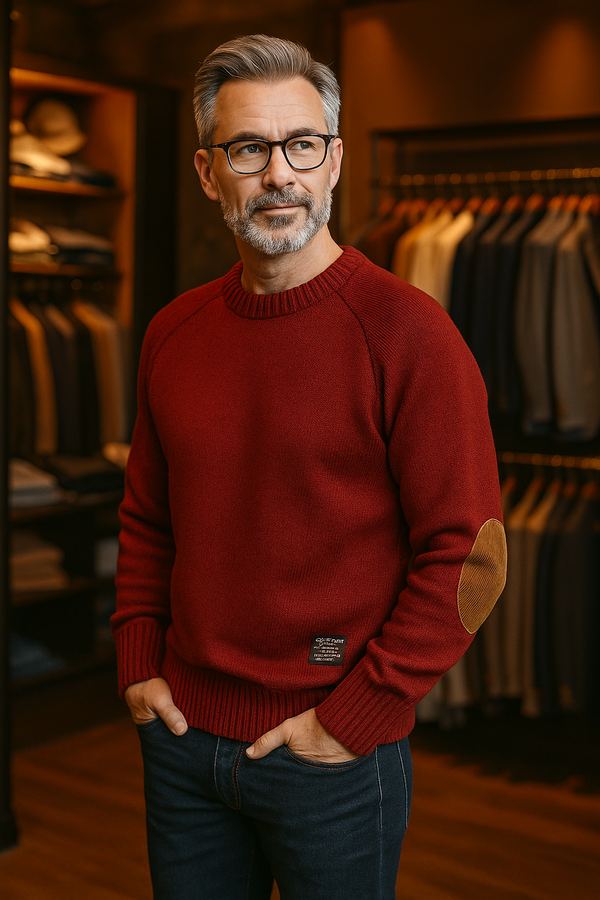 Henry - Sweter Wełniany z Łokciami